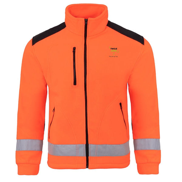 Polar męski czerwony fluo/czarny z haftem logo — poliester 350 g · JHK FLRA 340 HV