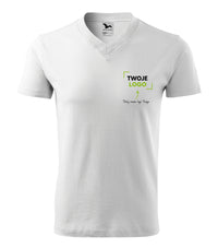 V-neck — biały