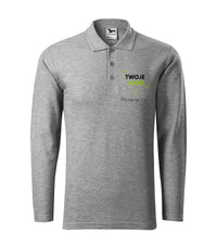 Pique Polo LS — ciemnoszary melanż