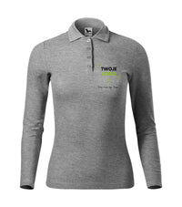 Pique Polo LS — ciemnoszary melanż