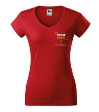 Fit V-neck — czerwony