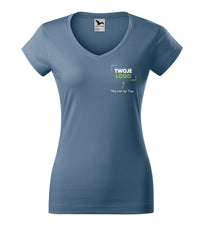 Fit V-neck — denim