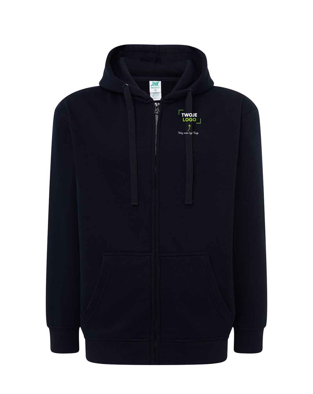 Bluza męska z haftem logo — bawełna z poliestrem 290 g · JHK SWUA HOOD