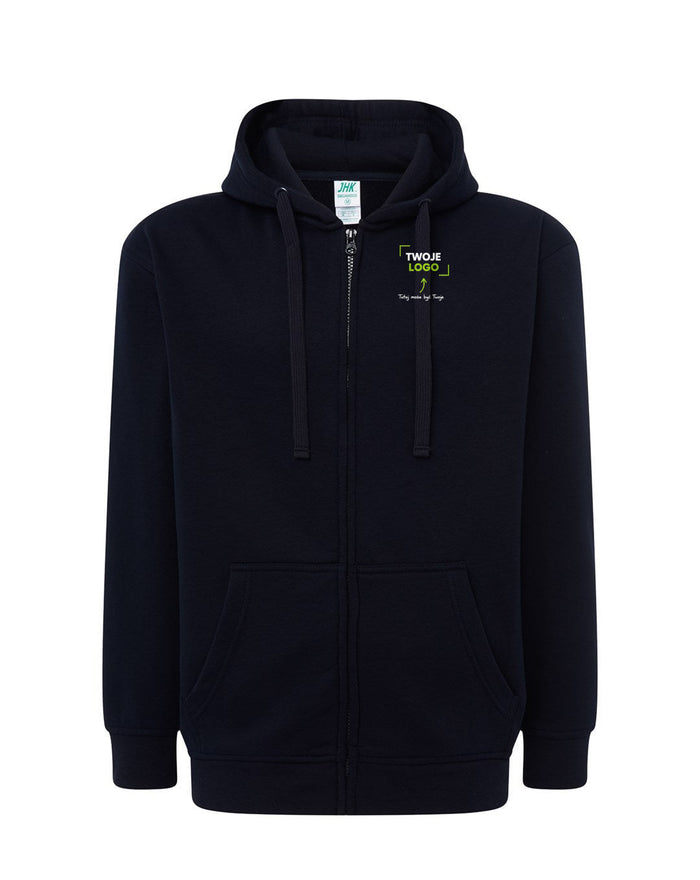 Bluza męska z haftem logo — bawełna z poliestrem 290 g · JHK SWUA HOOD