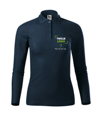 Pique Polo LS — granatowy