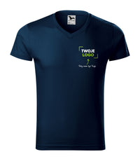Slim Fit V-neck — granatowy