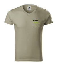 Slim Fit V-neck — jasny khaki