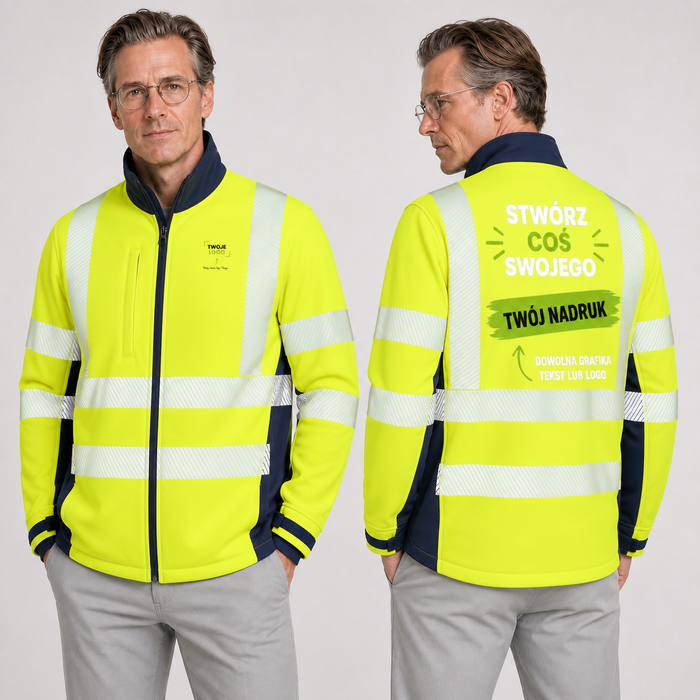 Kurtka softshell z własnym nadrukiem — poliester 320 g · JHK HV06U01