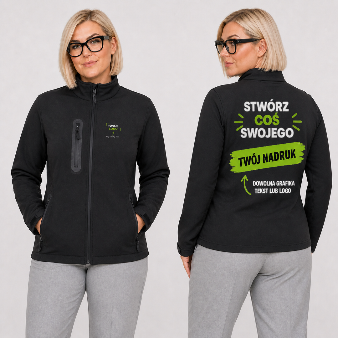 Kurtka softshell z własnym nadrukiem — poliester 280 g · JHK SLRA Softshell 800