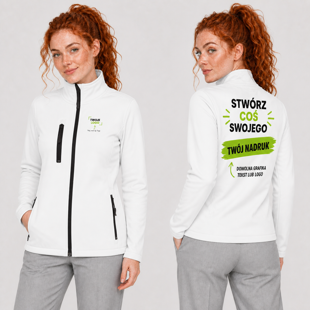 Damska kurtka softshell z własnym nadrukiem — poliester 300 g · JHK SOFT JACKL