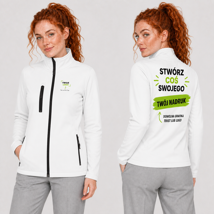 Damska kurtka softshell z własnym nadrukiem — poliester 300 g · JHK SOFT JACKL