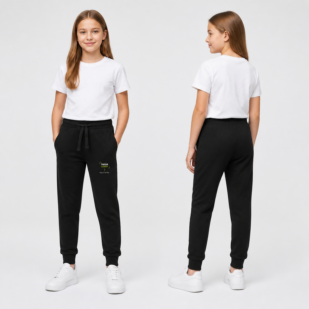Spodnie dresowe dziecięce z własnym nadrukiem — bawełna z poliestrem 240 g · JHK SWPANTSK240 KID PANTS CUFF
