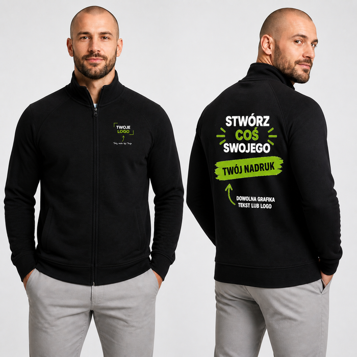 Bluza męska z własnym nadrukiem — bawełna z poliestrem 290 g · JHK SWRA FU ZIP