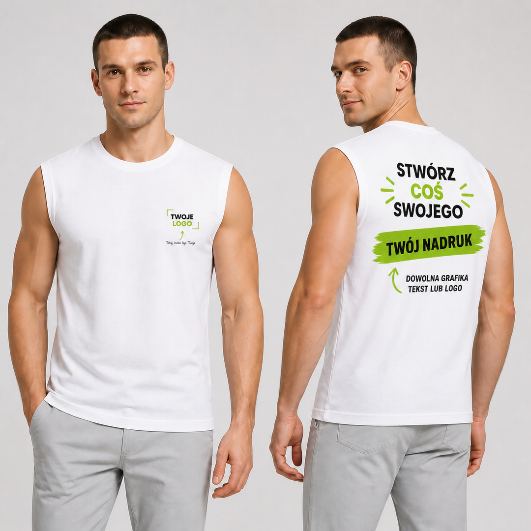 Tank top męski z własnym nadrukiem — bawełna 155 g · JHK TSUA TNK