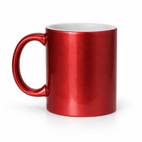 Kubek metaliczny z nadrukiem 330 ml — różowo-czerwony