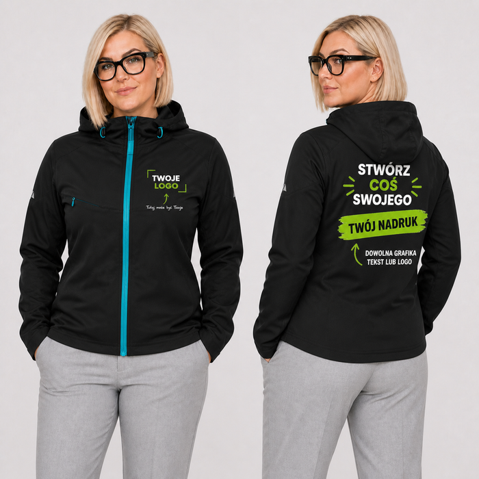 Kurtka softshell damska z własnym nadrukiem — poliester 210 g · MALFINI Cool