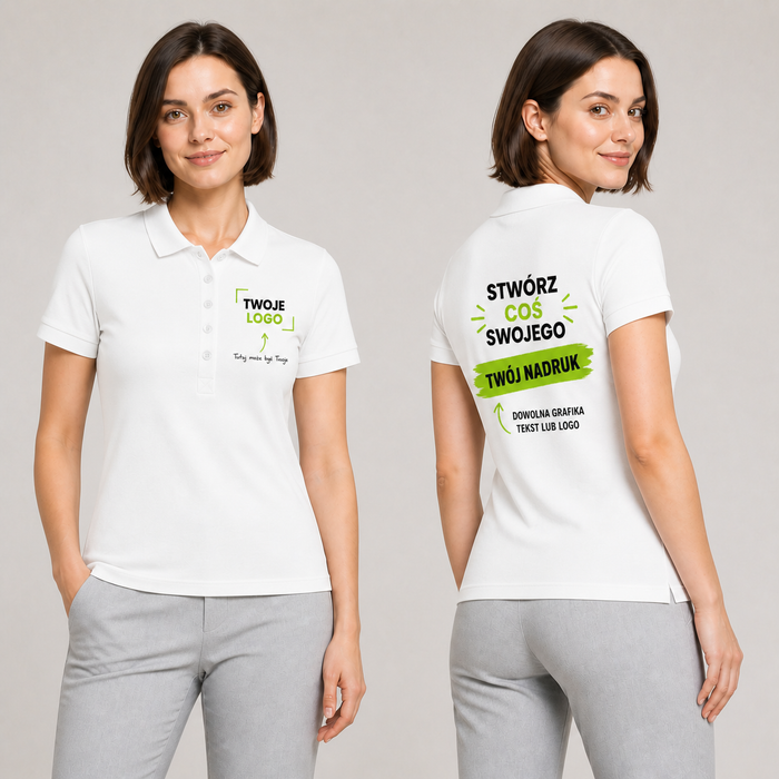 Koszulka polo damska z własnym nadrukiem — bawełna 220 g · MALFINI Cotton Heavy