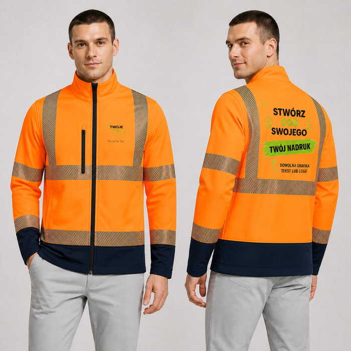 Kurtka softshell z własnym nadrukiem — poliester 300 g · RIMECK HV Drop