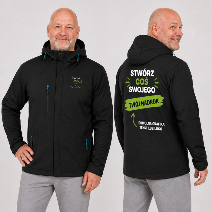 Kurtka softshell męska z własnym nadrukiem — poliester 280 g · MALFINI Nano