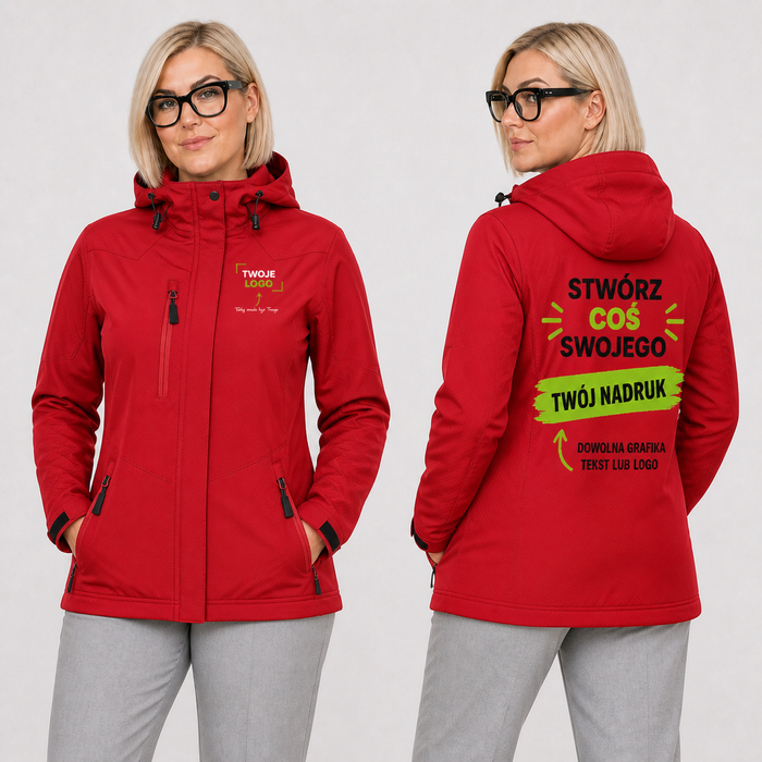 Kurtka softshell damska z własnym nadrukiem — poliester 280 g · MALFINI Nano