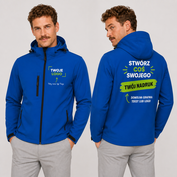 Kurtka softshell męska z własnym nadrukiem — poliester 300 g · MALFINI Performance
