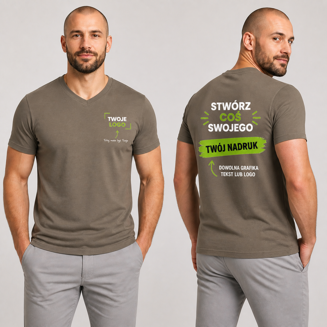 Koszulka męska z własnym nadrukiem — bawełna 180 g · MALFINI Slim Fit V-neck