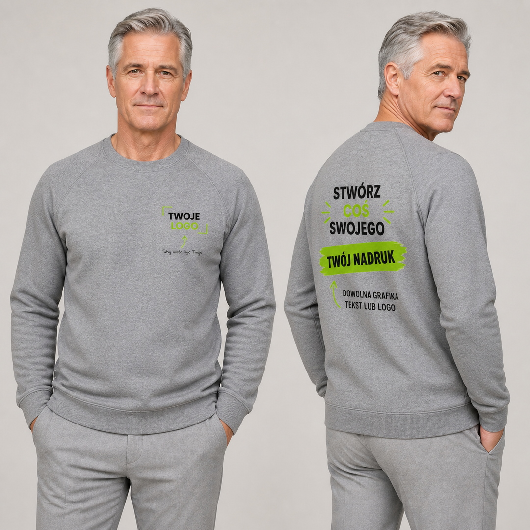Bluza męska z własnym nadrukiem — bawełna z poliestrem 300 g · RIMECK Vertex