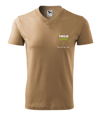 V-neck — piaskowy