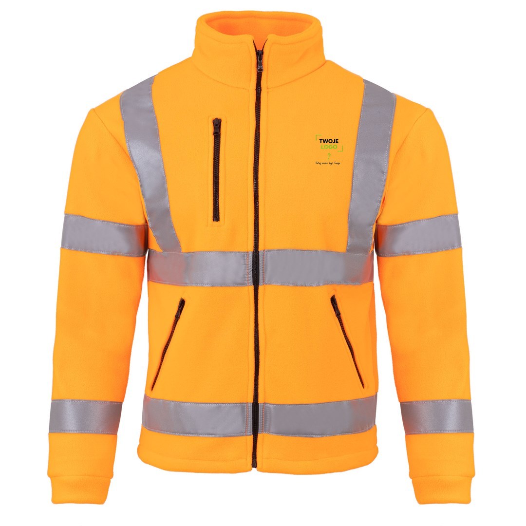 Polar męski pomarańczowy fluo z haftem logo — poliester 350 g · JHK FLRA 340 HV
