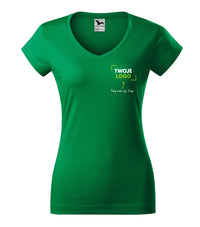 Fit V-neck — zieleń trawy